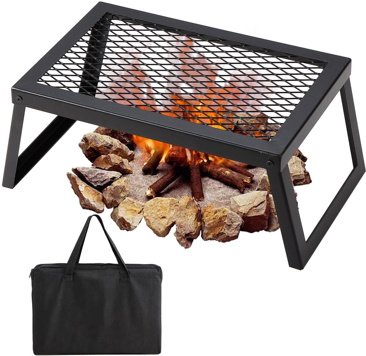 Opvouwbare Kampvuurbarbecue, 45.8 x 30.5 x 20.5 cm, Hoogwaardig Staal, Met Opbergtas, Max. 300°C Bestand, 6 kg Draagvermogen — afbeelding 1
