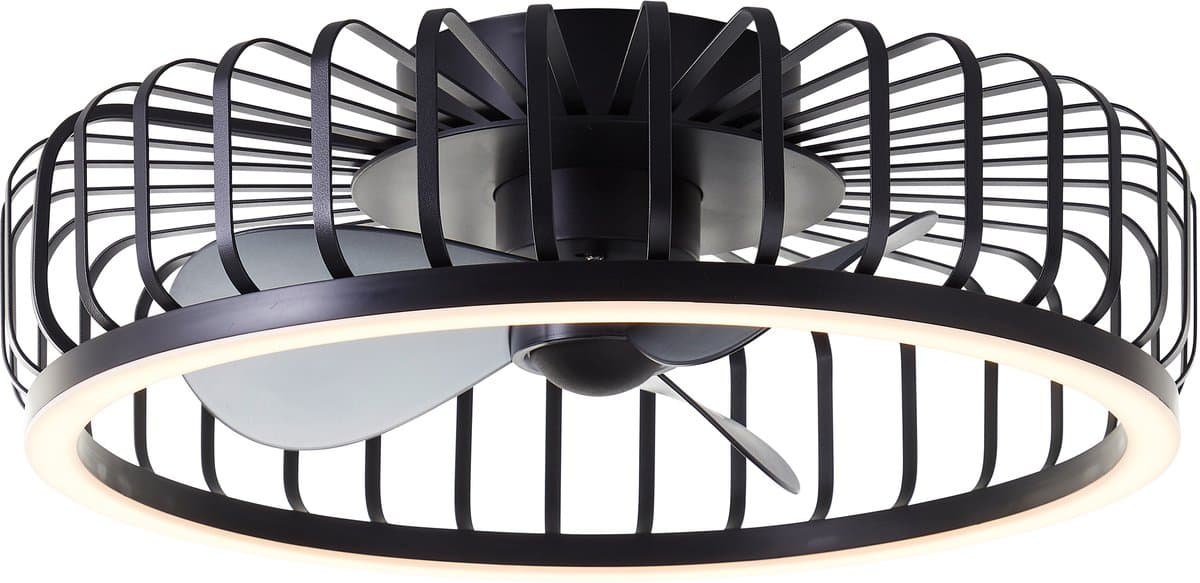 Brilliant Capo - Plafondventilator - Met verlichting - Ø 48 cm - LED 36W - CCT - 2700K-6500K - Dimbaar - Zwart - Zeer stil — afbeelding 1