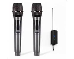 Tech Essentials Draadloze Microfoon - 2 Stuks - USB-C Oplaadbaar - Extra bereik - Karaoke - ASMR - Studio - Geschikt Voor Partybox - 3.5-6.3mm Jack - Dynamisch - Zingen