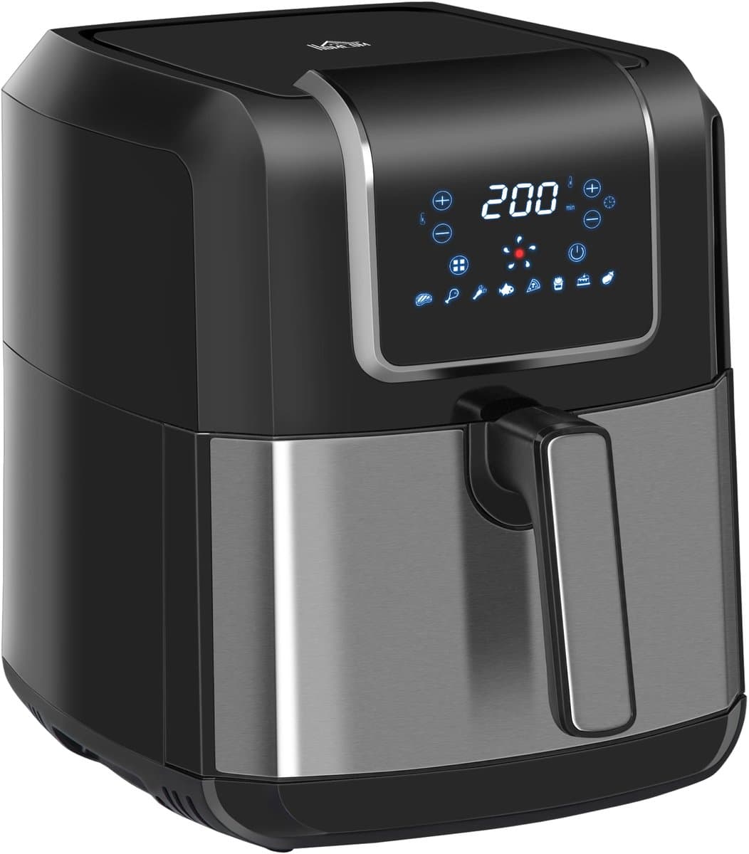 Premie Airfryer - 6,5L - met 8 menu's LED-display - 80ºC tot 200ºC - 1700W - Zwart+Grijs — afbeelding 1