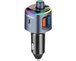 Wegman Bluetooth Transmitter - Extra Bass - FM Transmitter - Carkit - Handsfree Bellen Auto - 30W Autolader USB C - Bluetooth Adapter Auto - USB Stick - USB-C Lader