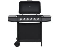 vidaXL Gasbarbecue met 6 kookzones staal zwart