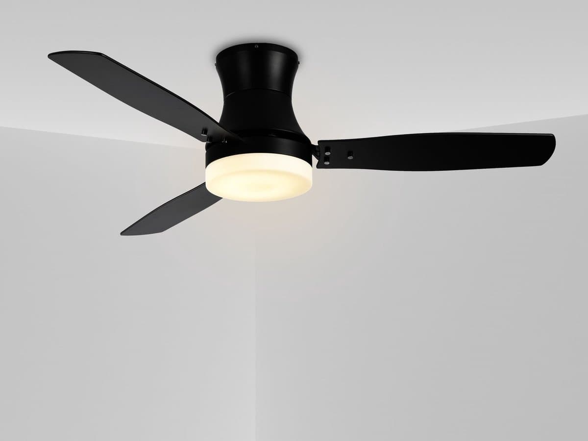 Industriële plafondventilator Lorre zwart met afstandsbediening incl. LED — afbeelding 1