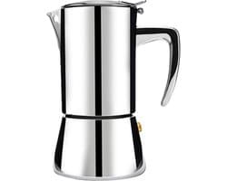 House of Husk Moka Pot Percolator Zwart - 4 Kops – Espresso Koffiemaker – RVS - Espressomaker - Zilver - 300ml