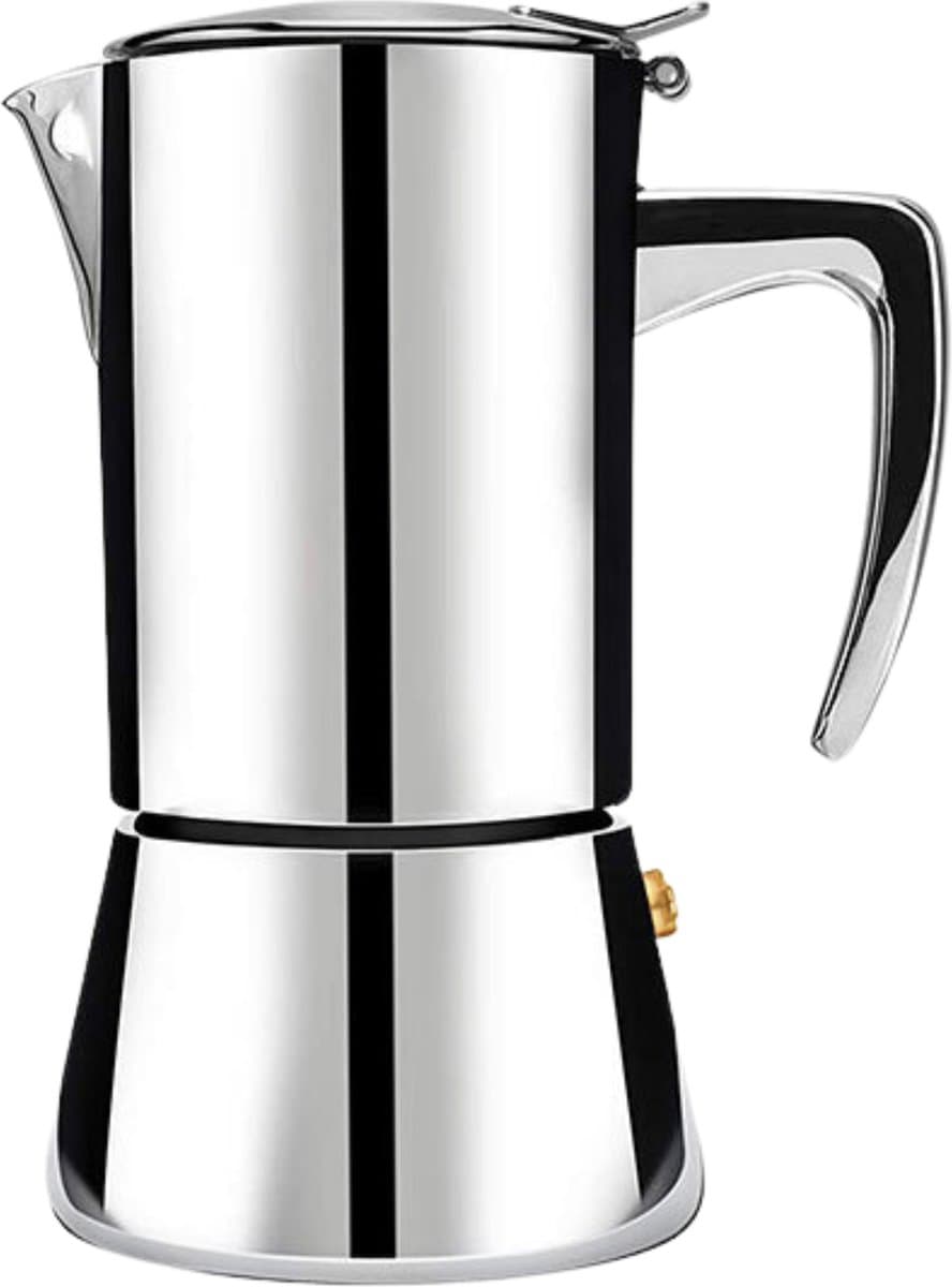 House of Husk Moka Pot Percolator Zwart - 4 Kops – Espresso Koffiemaker – RVS - Espressomaker - Zilver - 300ml — afbeelding 1