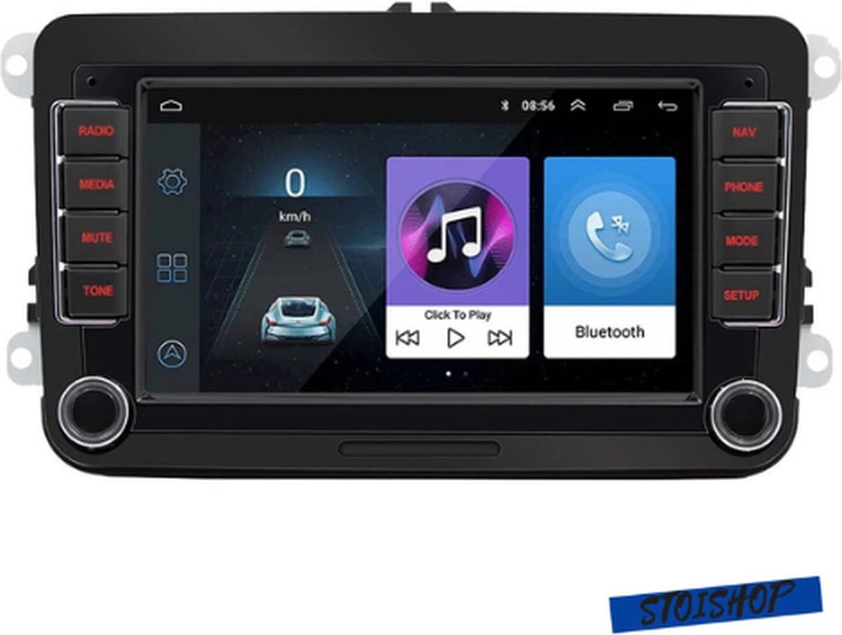 Autoradio - 2din - Apple Carplay - Android Auto - Geschikt voor Volkswagen Golf 5 6 Polo Passat B6 B7 Cc Skoda Jetta Universele Muiltmedia - Wifi Gps Navigatie - Achteruit Rij Camera - Zonder USB — afbeelding 1