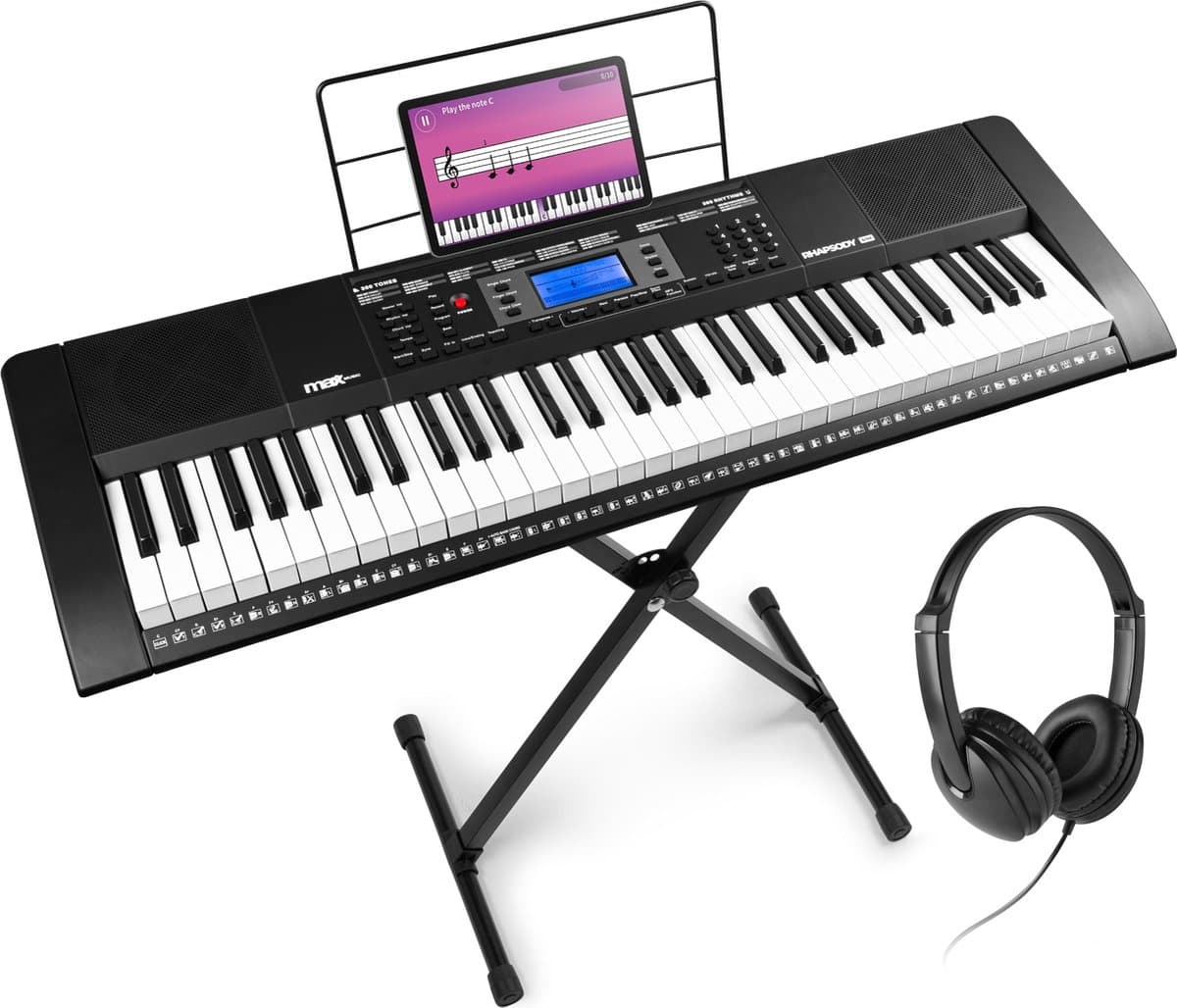 MAX Rhapsody61M keyboard set - Inclusief standaard en koptelefoon - 61 aanslaggevoelige toetsen — afbeelding 1
