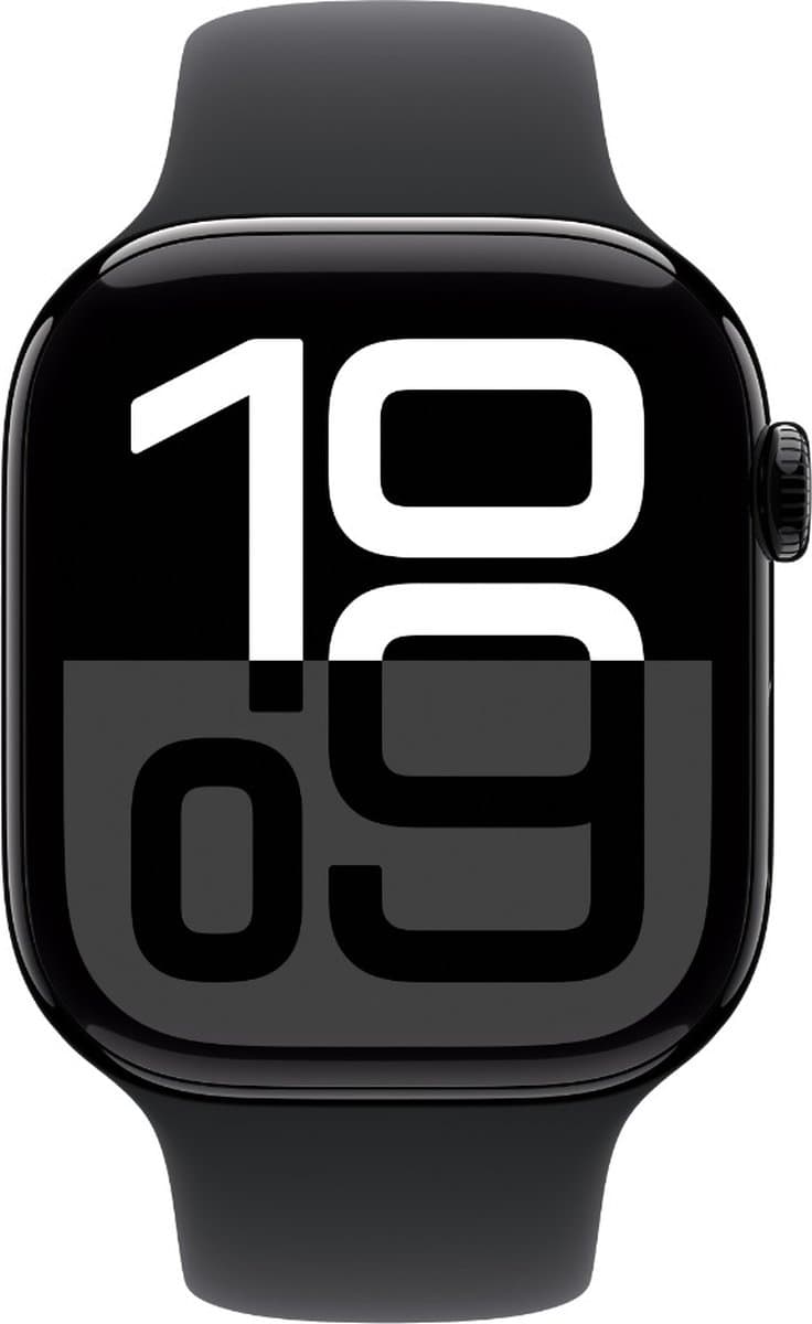 Apple Watch Series 10 - Wifi + 4G - 46mm - Zwarte Aluminium Case met Zwart Sportbandje - M/L — afbeelding 1