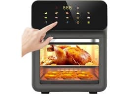 15L grote luchtfriteuse-oven, dubbele zone luchtfriteuse-oven, olievrije elektrische luchtoven, instelbare temperatuur 0-200 ℃, 1350 W, uitpakken Automatische stroomuitval