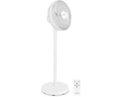 VONROC Vloerventilator - 3 snelheden – incl. afstandsbediening - timer - verstelbaar in 3 hoogtes - wit