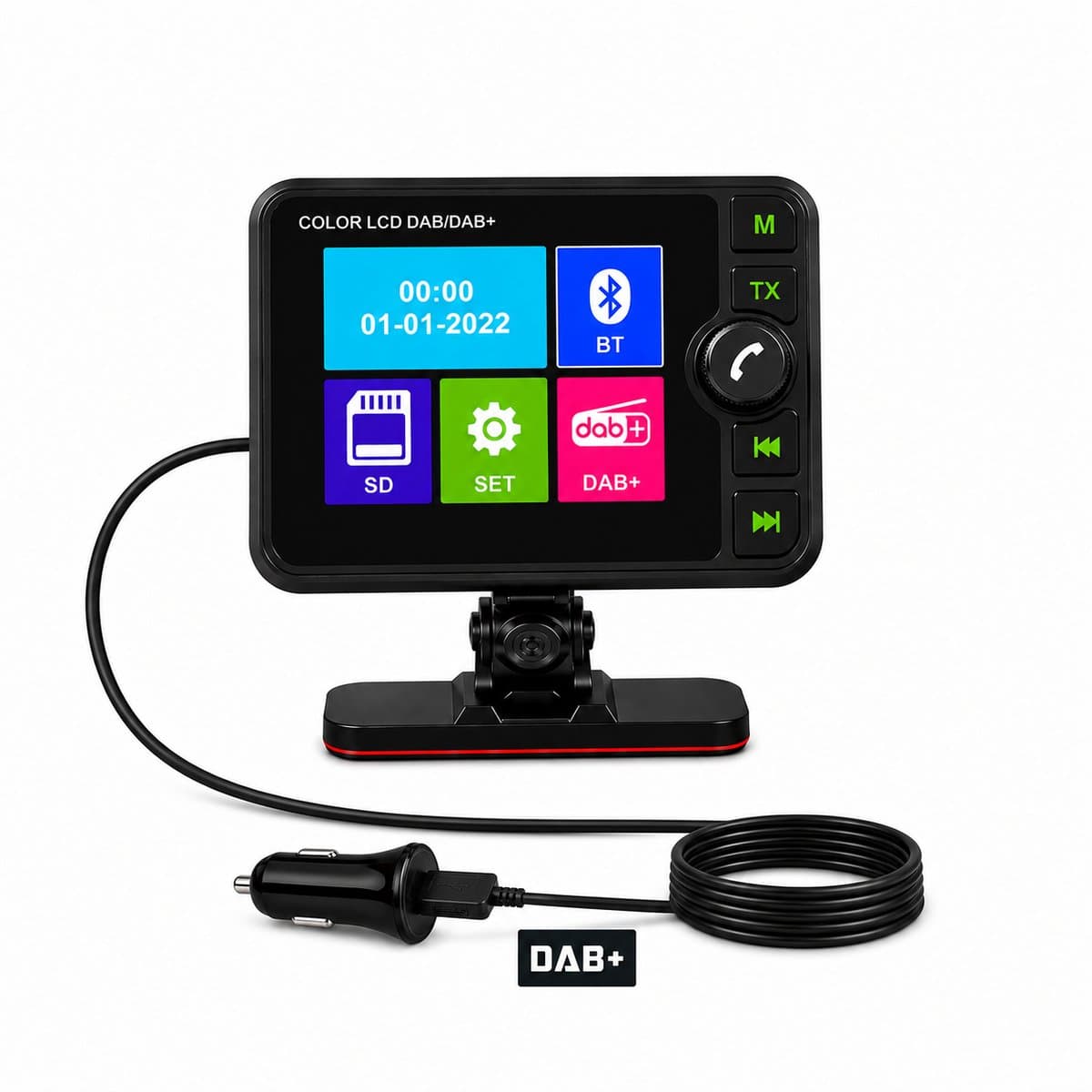 DAB+ Adapter Auto met Bluetooth 5.0 – Digitale Radio Ontvanger met 2.8 Inch Kleurenscherm – FM Transmitter – Handsfree Bellen – AUX – Inclusief Antenne — afbeelding 1