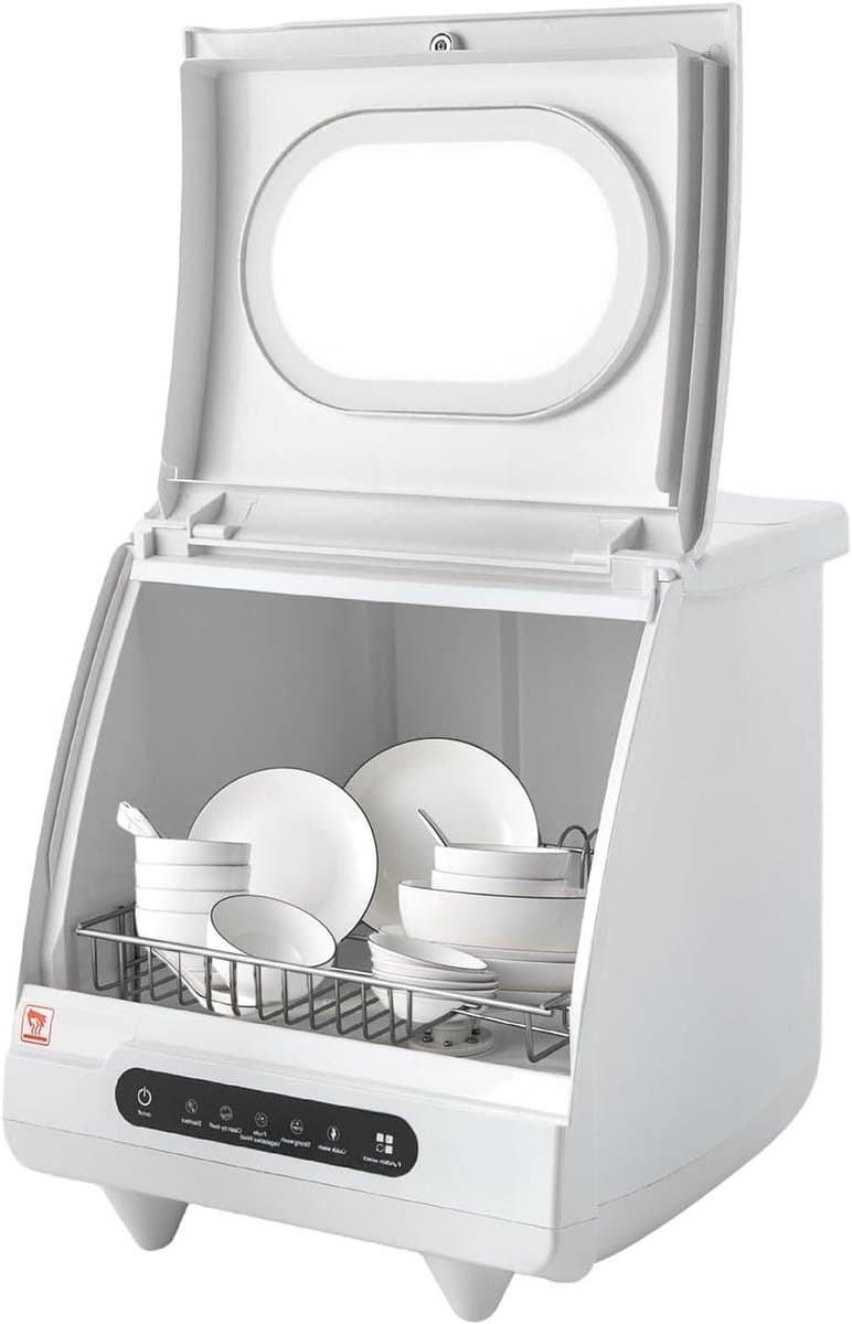 Compacte Mini Vaatwasser - Tafelvaatwasser Draagbaar - Efficiënt Afwassen - Ruimtebesparend Design - 45 x 45 x 38 cm - Wit — afbeelding 1