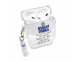 Transparante AirPods Case met Vodka Fles Design - Grappig Doorzichtig Hoesje voor AirPods 4 - Inclusief Sleutelhanger Charm - Novelty Cadeau voor Mannen en Vrouwen Festival