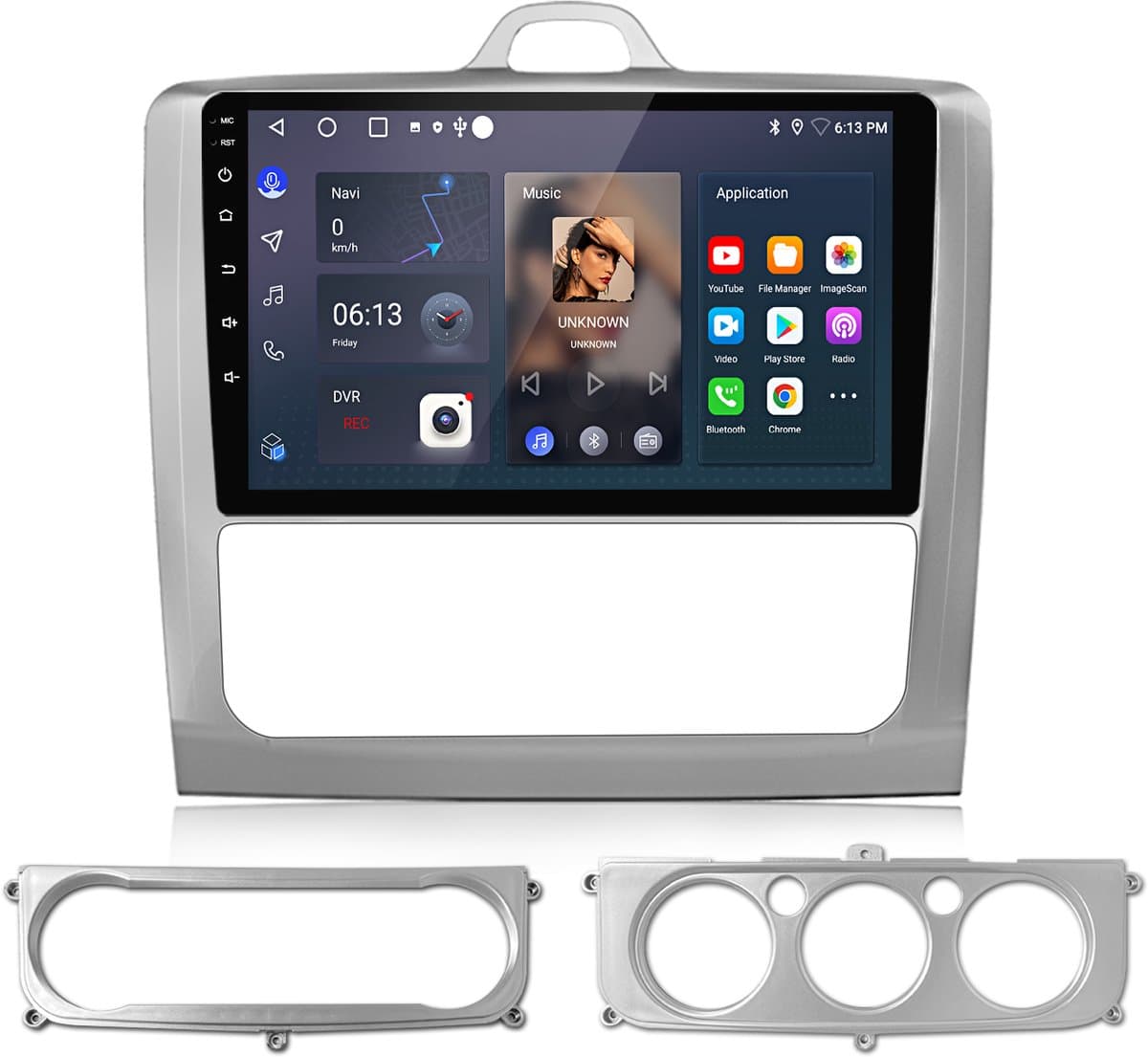 Junsun Android 15 Autoradio Geschikt Voor Ford Focus Mk2 2004-11 - 4GB+64GB - Draadloze CarPlay & Andriod Auto - GPS-navigatiesysteem - Bluetooth - Stuurwielbediening - WiFi - 9-inch Touchscreen - RDS - USB — afbeelding 1