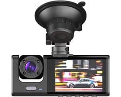 Dashcam 3 Camera's - Rijrecorder DVR - Veilig Rijden - 1080P Beeldkwaliteit - 2 Inch Scherm - Zwart