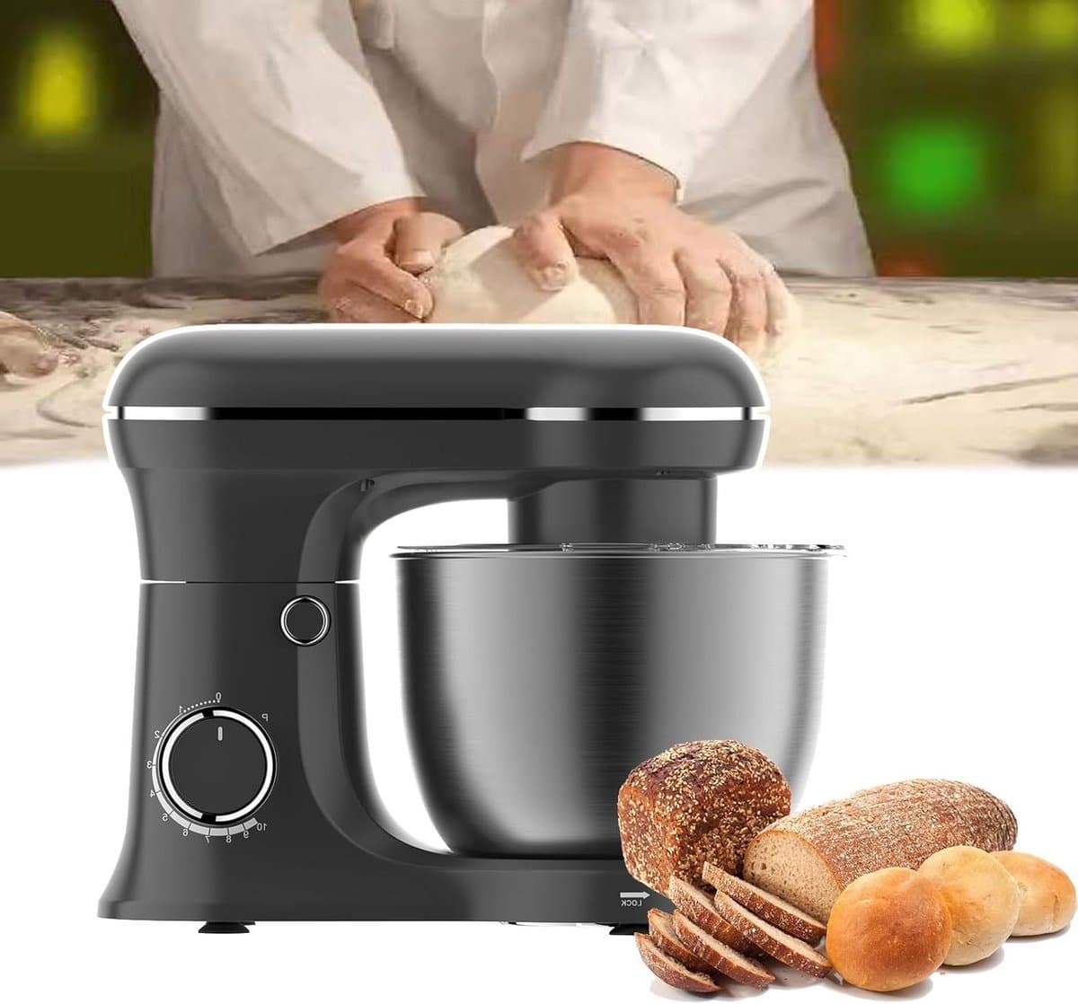 Keukenmixer Elektrisch - Bakmachine Deeg - Bakken En Koken - Kantelkop Design - 52 Liter Kom - Zilver — afbeelding 1