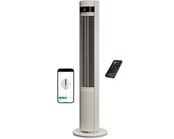 Duux Elevate Smart – Stille Torenventilator met Ionisator – 26 Snelheden & Slaapmodus - Greige