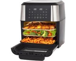 XXL 12L Airfryer - Heteluchtoven - Heteluchtfriteuse - Grote Airfryer - Grill - Verwarming - Accessoires - Reinigen - Keuken - 35cm - 12 Functies - Zwart