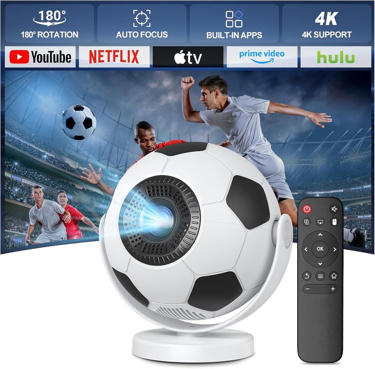 Mini Beamer WK Editie - Voetbal Beamer - Alles-in-één Smart TV Projector - 2026 model - Android TV Besturingssysteem - WiFi & Bluetooth - 4k support - Beamer - Home Cinema — afbeelding 1