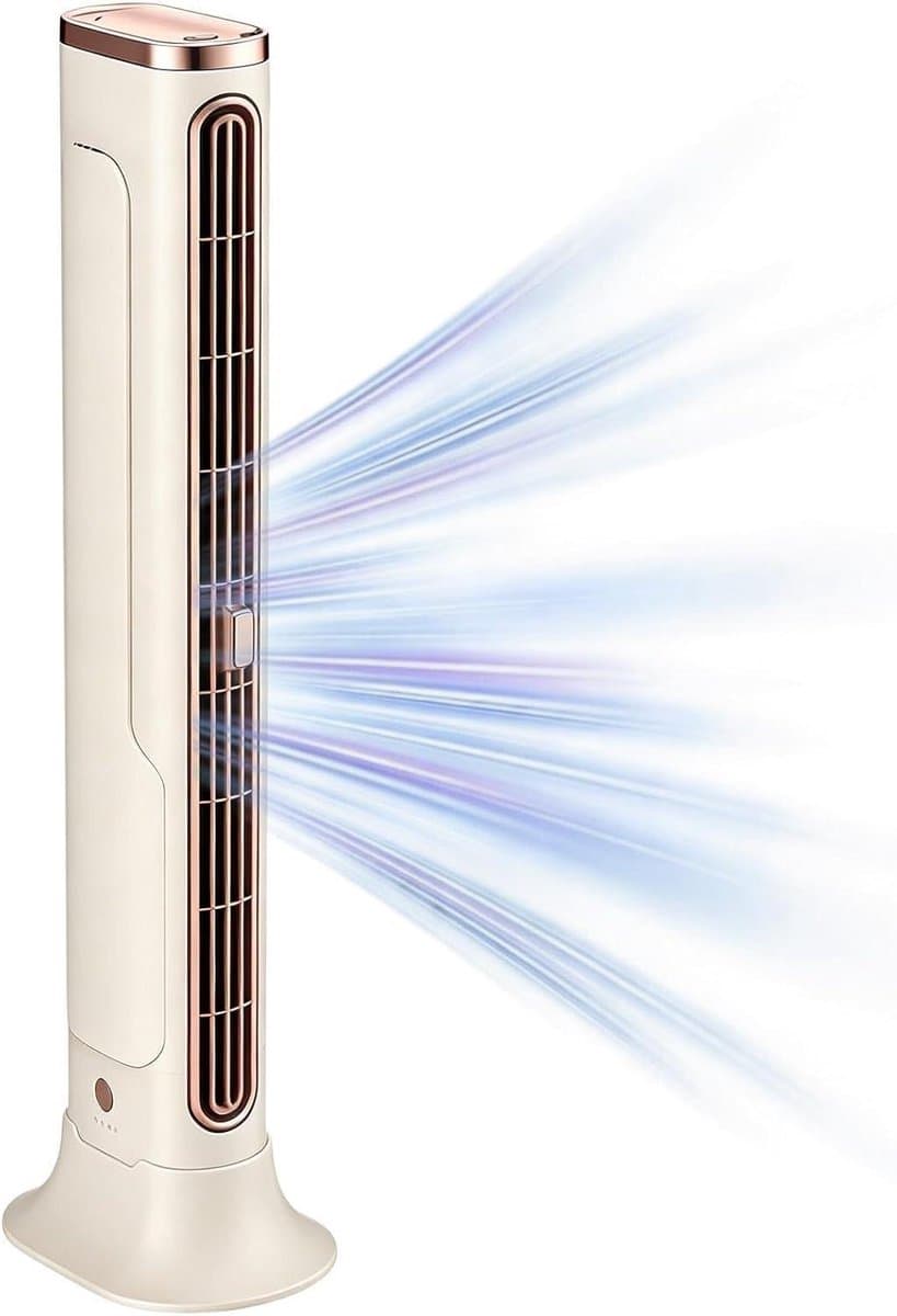 Draagbare Airconditioner - Persoonlijke Koeler - Verkoeling Binnen - Bladloos Ontwerp - 37 cm Hoog - Beige — afbeelding 1