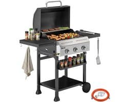 Lifero BBQ - Gas Barbecue - Gas Grill - Gasbarbecues - Gas Bbq - Buitenkeuken - Grill met 3 Branders - Barbecuewagen - Koken Tuin