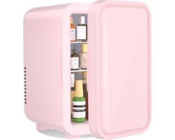 Mini Koelkast 6 L - Draagbare Koelbox voor 8 Blikjes met AC en DC Aansluiting - Compacte Koelkast voor Slaapkamer, Kantoor, Auto, Dranken en Skincare