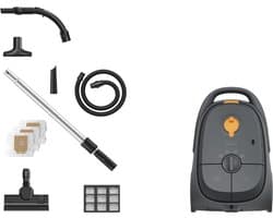 Nilfisk Bright Home Plus Stofzuiger met Zak – 4L Capaciteit, LED Combi Mondstuk (CN38), 2m Slang, Geschikt voor Harde Vloeren & Tapijt, 10 Jaar Motorgarantie