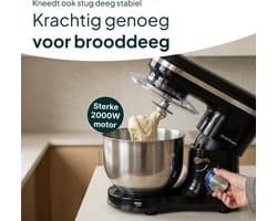 Keukenrobot - Mixer Keuken - Bakken Ingrediënten - Krachtige Motor - 6.2L Kom - Zwart