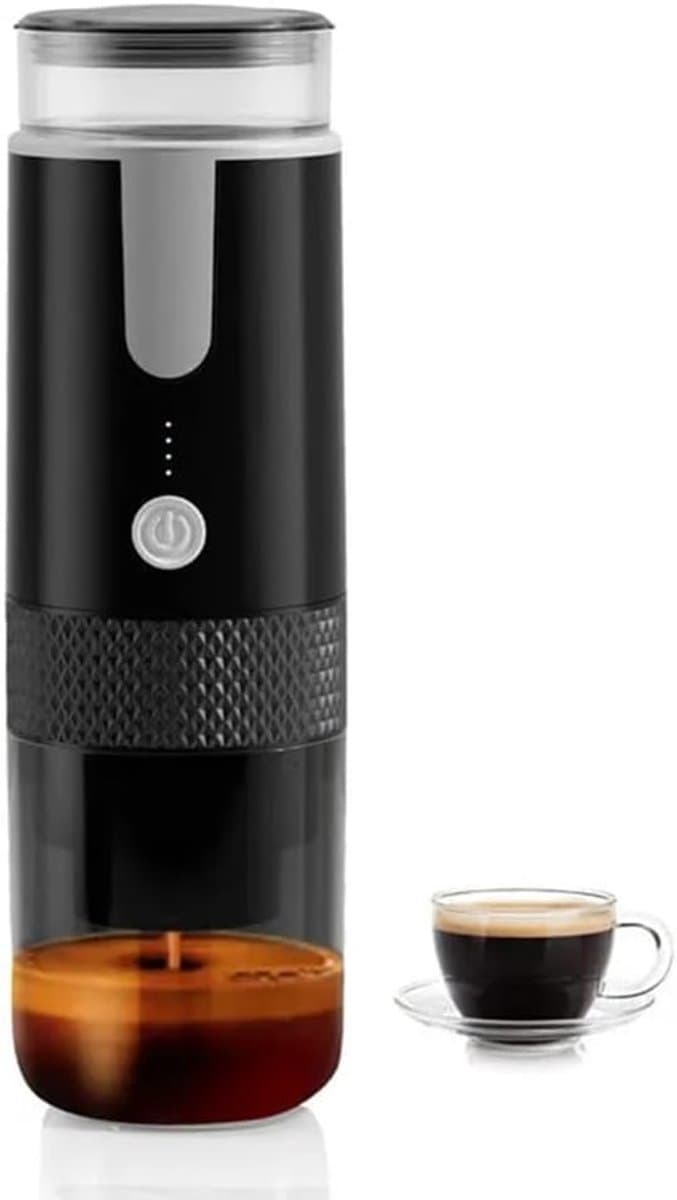 Draagbare elektrische espressomachine – Een handige, draagbare koffiemachine die werkt op batterijen of via een USB-C-poort – geschikt voor zowel koffiecapsules als gemalen koffie – perfect voor kamperen, op kantoor en op reis. — afbeelding 1