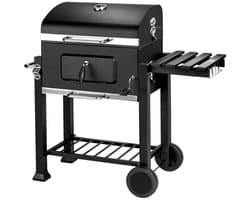 LUMÉ STORE Houtskool Barbecue XXL - BBQ - Grill Apparaat - Ingebouwde Thermometer - Aslade - Opbergrek - Zijplank - Wielen - Zwart