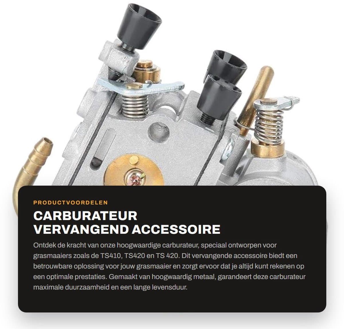 Dailygoods- Carburateur Vervangend Accessoire - Hoogwaardig Metaal - Geschikt voor TS410/TS420 - Eenvoudig te Vervangen - Duurzaam - Lange Levensduur - Motorcarburateur — afbeelding 1