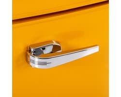 Sweiko Mini koelkast, Koel-vriescombinatie, Retro koelkast, 86.8*45.5 cm, dubbele deur, Totaal volume van 60L, Vrieskamer capaciteit van 22L, 163 kWh/jaar, -27° C~13° C, LED licht, Geel, Energieniveau F