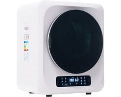Mini Wasdroger 4kg - Compacte Droogkast - Afvoerdroger - Kleine Droger - Wandmontage - 850W - RVS Trommel - UV Desinfectie - Appartement - 6 Programma's