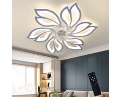 Glitzerlife - Plafond ventilator met verlichting - Dimbare LED ventilator lamp plafond - Stille plafondventilator Afstandsbediening - Zomer winter functie - Acryl design - Ø66cm - Wit