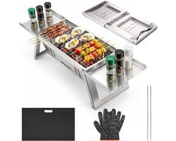 Opvouwbare BBQ – Draagbare Houtskool Barbecue – Compact & Lichtgewicht – Camping BBQ / Balkon BBQ / Picknick Grill – Snel Opgezet & Makkelijk Mee te Nemen