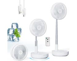 Ulisem - Oscillerende ventilator - 4 snelheden - 7200mAh oplaadbaar - Met afstandsbediening - Hoogte verstelbaar 10-99 cm - 8 inch - Wit - USB-C - Geschikt voor slaapkamer en reizen