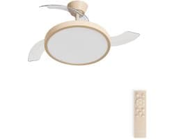 CREATE - Plafondventilator 40W stil met intrekbare bladen met licht - Ø108cm - Zand - Afstandsbediening - WIND CLEAR STUDIO