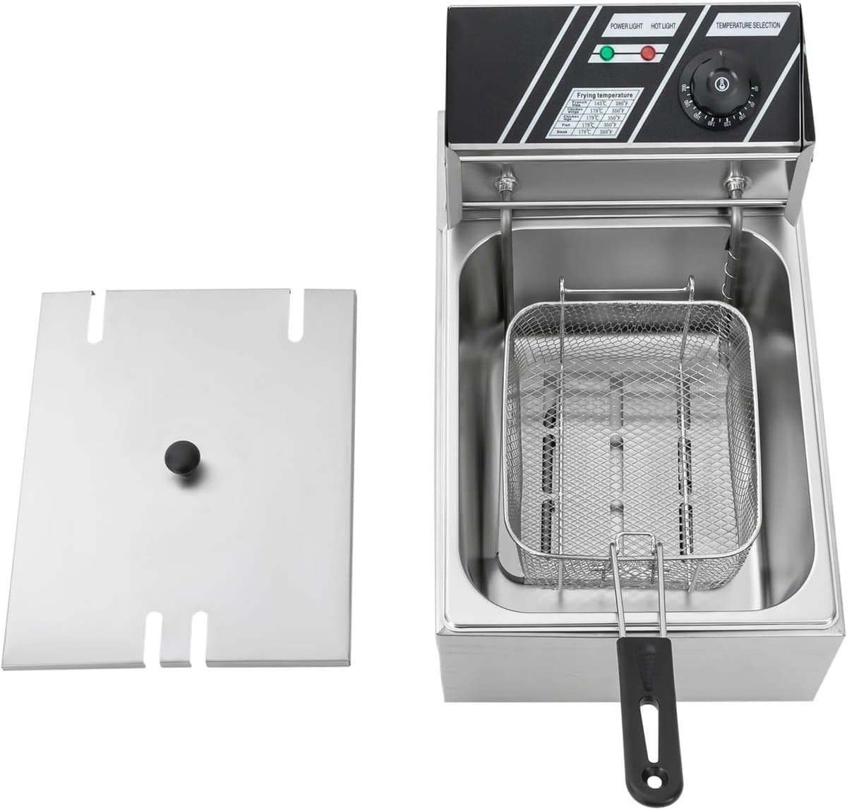 Elektrische Friteuse - Frituurpan - Thuis Frituren - Traploos Regelbare Thermostaat - 6 Liter Inhoud - Zilver — afbeelding 1