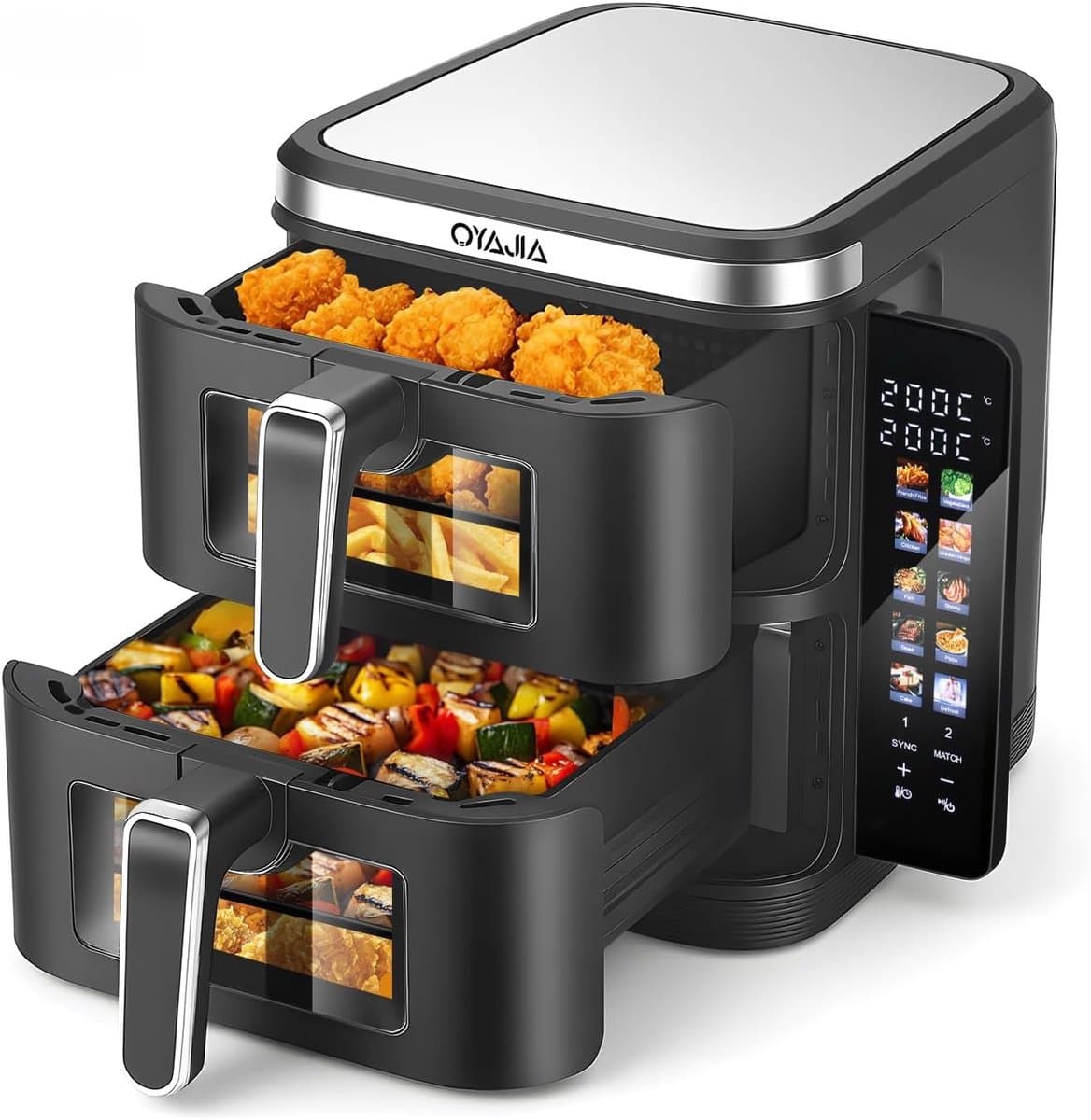 Dubbele Heteluchtfriteuse - Dubbele Lade Airfryer - Gezond Koken - Ruimtebesparend Design - 11 Liter Inhoud - Zwart — afbeelding 1