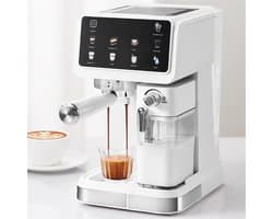 BlitzHome CM5600 1350W Automatische Espressomachine met Melkopschuimer, 20 Bar Pomp, 6 Koffiemodi, Automatisch Reinigingssysteem, Slim Scherm voor Thuis of Café, Wit