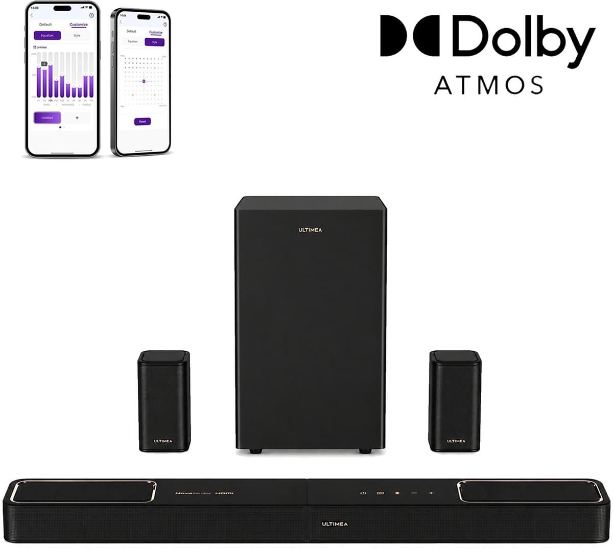 ULTIMEA 5.1.2 Soundbar met Dolby Atmos, 6,5" Subwoofer, App-bediening, Soundbar voor tv, Skywave F40 Boom — afbeelding 1