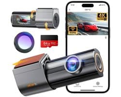 KAD® Dashcam - Draadloze Dashcam Auto - Dual Cam Voor & Achter - Zwart - 22cm x 14cm x 6cm