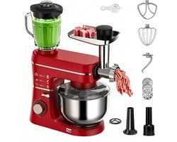 Keukenmixer - Mixer Keukenapparaat - Deeg Kneden - 5-in-1 Multifunctioneel - 10 Liter - Rood