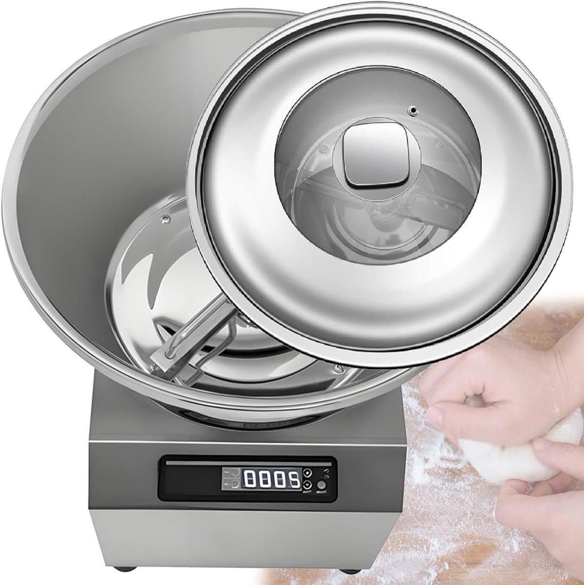 Deegmixer - Deegkneedmachine Elektrisch - Deeg Mengen - Dubbel Roterende Kom - 8kg - Zilver — afbeelding 1