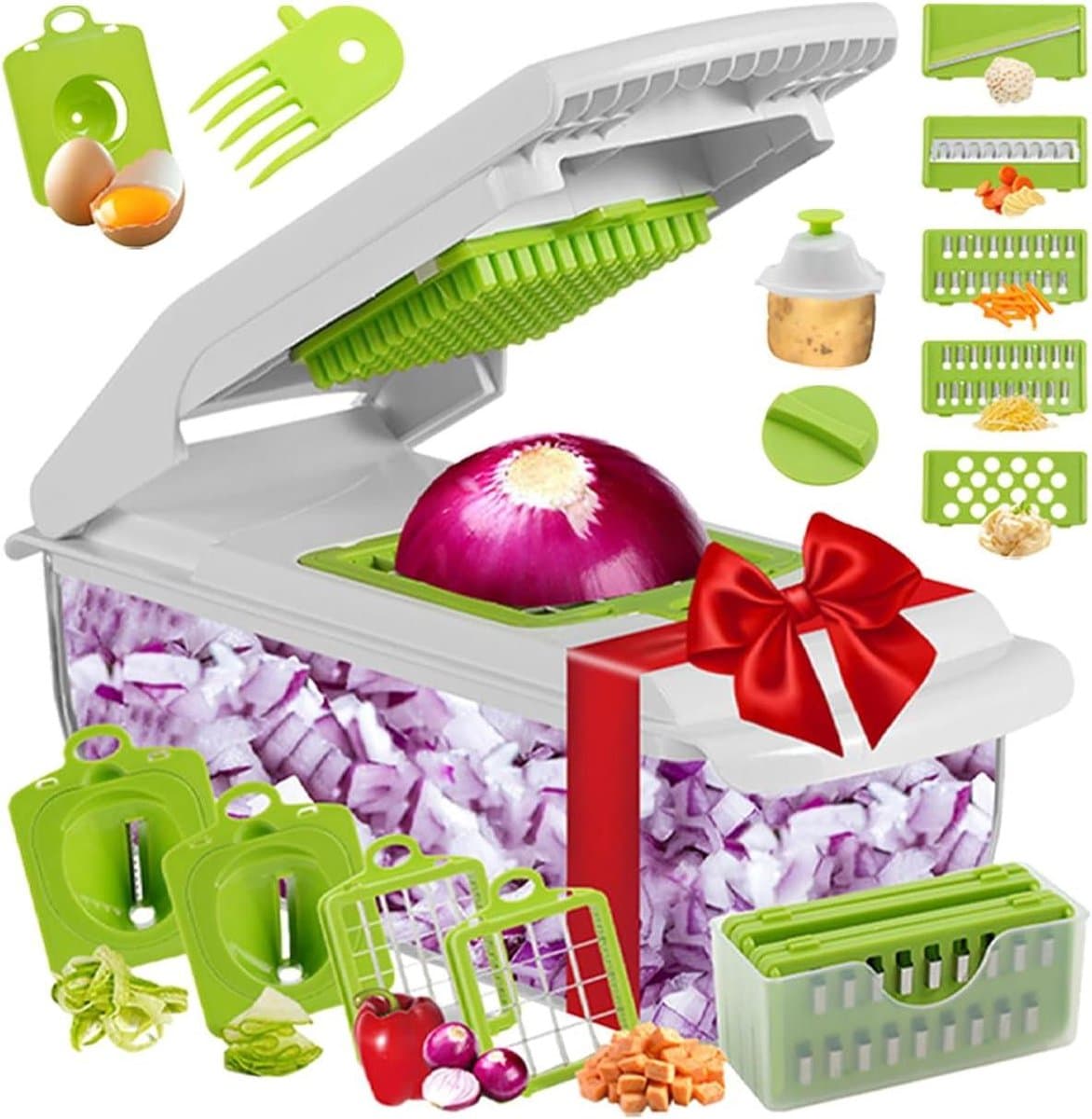 Groentehakker - Keuken Snijder - Maaltijd Voorbereiden - 18-in-1 Functies - 334 x 127 x 123 cm - Groen — afbeelding 1