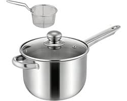 Mini Friteuse - Roestvrij Staal - Thuis Koken - Efficiënt Olie Afvoer - 38 x 19.5 cm - Meerkleurig