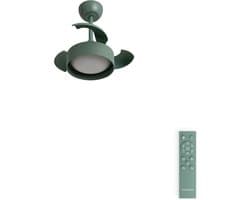 CREATE - Stille plafondventilator met intrekbare bladen (Ø55cm) - Met licht LED - Met Afstandsbediening - 6 snelheden - Programmeerbaar -WIND CLEAR LAMP