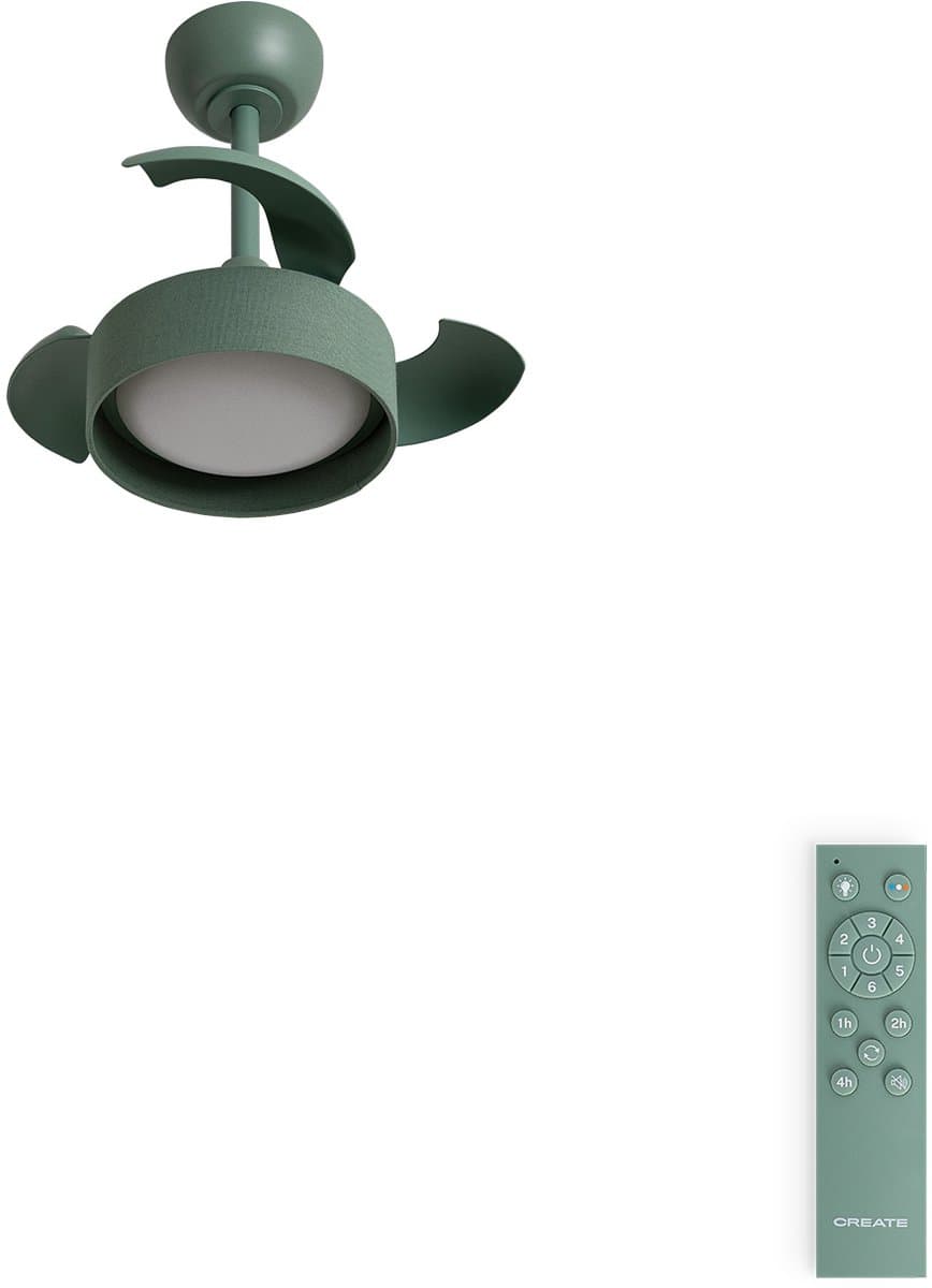 CREATE - Stille plafondventilator met intrekbare bladen (Ø55cm) - Met licht LED - Met Afstandsbediening - 6 snelheden - Programmeerbaar -WIND CLEAR LAMP — afbeelding 1