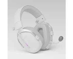 DunRock GG Draadloze Gaming Headset – 2.4GHz + Bluetooth + Kabel – Virtual 7.1 Surround Sound – 80U Batterij – Detachable Microfoon – Wit