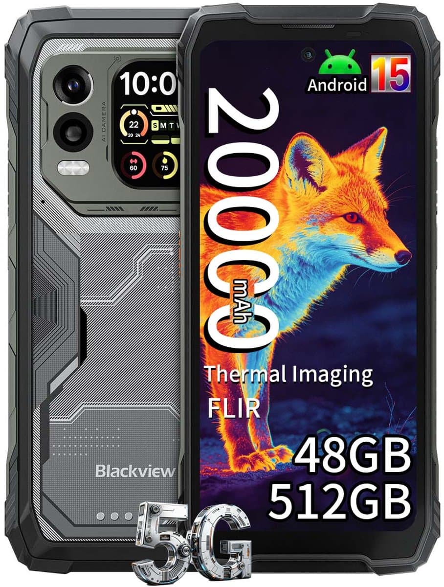 Blackview XPLORE 1 Pro Robuuste Smartphone 5G - 48GB RAM - 512GB ROM - 20000mAh 55W - 6,78 inch 120Hz - IP68/IP69K Robuuste Telefoon - 64MP+50MP Camera - Warmtebeeldcamera - Android 15 - NFC GPS - Zwart — afbeelding 1
